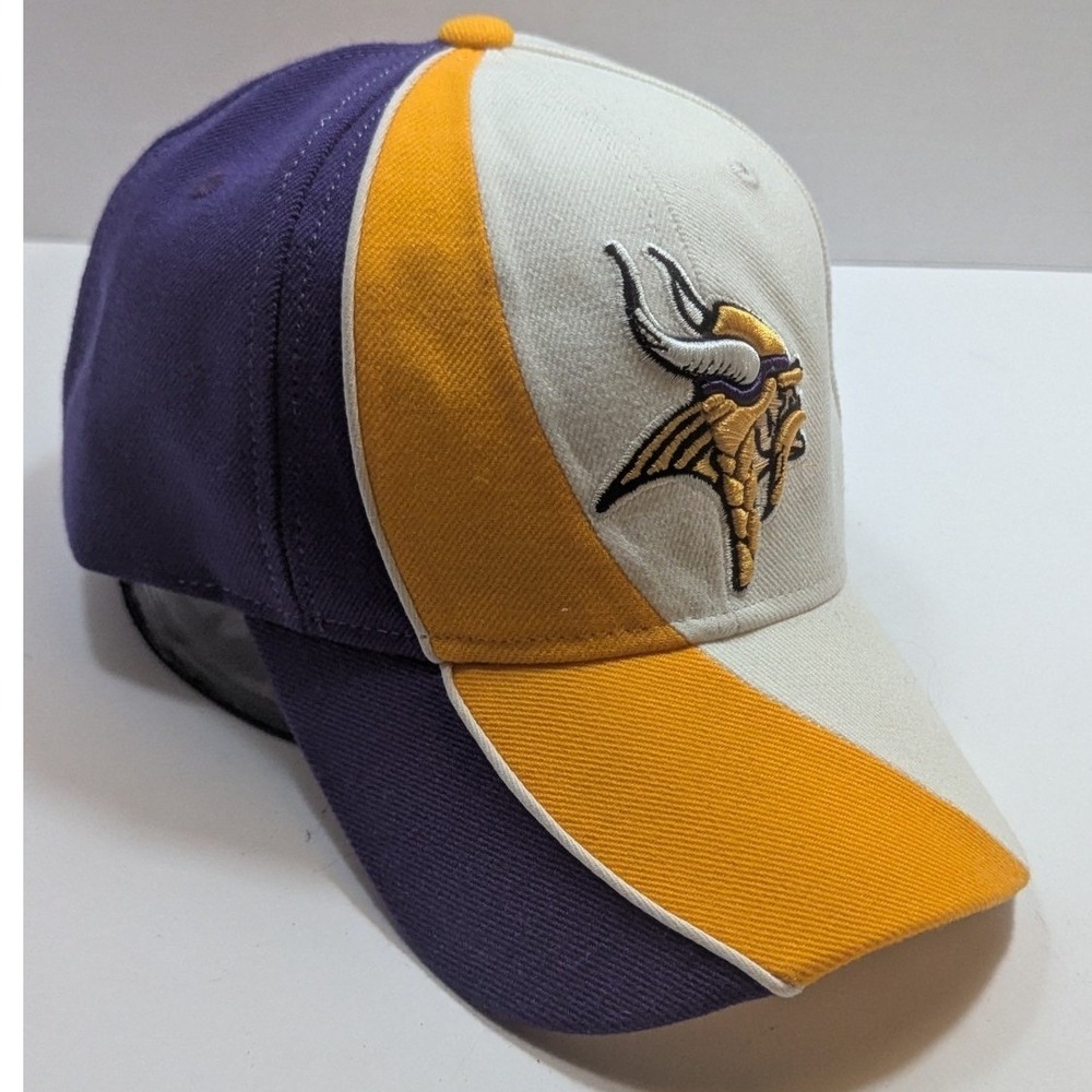 Vtg Reebok Minnesota Viking NFL Tri Color Wave Stapback Hat Cap Rare